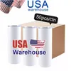 USA Warehouse 20 Oz Sublimation Tumblers Stainless Steel Double Wall Insulated Coffee Mug White Straight Blank Stocked C1205