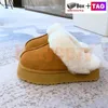 Zapatillas Tasman para mujer Diapositivas de piel de castaño Australia Botas de nieve Tazz Slipper Classic Ultra Mini Platform Boot para mujer invierno piel de oveja Zapatilla zapatos hombres diapositivas Bota