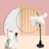 Toys de gato Simulação Bird Interactive Toy Funny Feather Stick With Bell Suction Cup Base Teaser Wand para Kitten Supplies