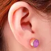 Stud -oorbellen tumbelluwa paarse titanium natuurlijke kwarts druzy kristal voor vrouwen