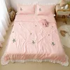 Blanket Bedding Thin Embroidered Summer Cool Quilt Air Condition Coverlet Sofa Throw Quilts for Adult Kids Washed Cotton Bedspread Decor 221203