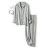 Pijama de gasa de doble capa de algodón para hombre
