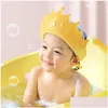 Bonnets de douche Shampooing pour bébé Bonnets de douche Protection des yeux et des oreilles Salle de bains Enfants Forme de couronne Imperméable Sile Cap 555 H1 Drop Delivery Home Dhcxe