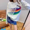 Designer-Kapuzenpullover für Herren, Sweatshirts mit Regenbogenstern-Design, lange Ärmel, lockere Freizeitkleidung, modische Paar-Flutbekleidung