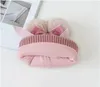 Acessórios para o cabelo Blotona nascida crianças meninos meninas duplas pom pom chapéu inverno malha quente bobble gorro bap