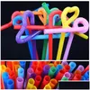 Picie słomek 100pcs 26cm Picie Sts Kolorf Kurved Fluorescent St Wedding Birthday Party Decor Drink Acce Dhlwe