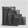 Sacs d'emballage Mtisizes Noir Zip Lock Sacs d'emballage à fond plat Feuille d'aluminium Joint à fermeture à glissière Emballage Mylar Sac d'emballage cadeau pour Foo sec Dhbcl