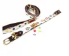 Luxury Brown Pet Collars Leather Popular Print Dog Leashes Fashion Pet Neck225E