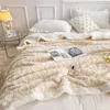 Filtfleece rutig filt vuxna barn tjock ull täcke täcker dubbelsidig bäddsoffa mjuk varma vinter kast sängkast 221205