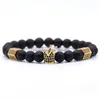 Bedelarmbanden 4 kleuren natuursteen vervalste armbanden charmes kroon armband zeshoekige koper matte armbanden unisex mode sieraden dhh6z