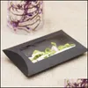 Emballage cadeau Kraft Boîte d'oreiller avec fenêtre en PVC transparent Noir Brown Forme blanche Emballage de savon de bonbons à la main 255 N2 Drop Livraison Accueil Gar Dhsj6