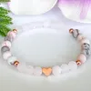 Linkarmbanden mg1523 6 mm matte roos quartz roze zebra jasper edelsteen armband genezende kristallen mala voor vruchtbaarheid en opening van de