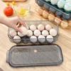 Storage Bottles 16 Grids Egg Box With Lid Plastic Household Refrigerator Fresh-Keeping Transparent Container Kitchen Organizer