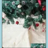 Décorations de Noël Treillis rouges Lin Accueil Tapis Bowknotwork Jupes d'arbre de Noël Ornement Pad Décoration Festival Fournitures de fête Dhqtm