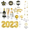 Christmas Decorations 20pcs Gold Black Latex Foil Bottle Wine Glass Balloons 2023 Happy Year Eve Party Decorations For Home Merry Christmas Xmas 221205