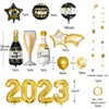 Juldekorationer 20st Gold Black Latex Foil Bottle vinglas Ballonger 2023 Happy Year Eve Party Decorations for Home Merry Christmas Xmas 221205