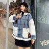 Women s Down Parkas MEXZT Japanese Faux Lamb Fleece Winter Plaid Coats Women Oversize Thick Warm Loose Cargo Jackets Korean Preppy Style Outwear 221205