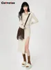 Party Dresses Cotvotee Hooded for Women Fashion Elegant V Neck Slim Split Sticked Mini Midi Long Sleeve BodyCon 221203