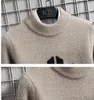 Schwarzer Khaki-weißer Mohair-Pullover für Herren, O-Ausschnitt, lässiger Nerz-Samt-Pullover für gespleißte Farben, warme Puff-Herrenpullover