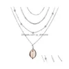 Pendant Necklaces Boho Shell Pendant Necklace For Women Mtilayer Long Chain Round Charm Statement Choker Beads Wedding Jewelry Drop Dhh3E