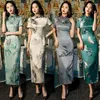 ملابس عرقية صينية تشيونغسام امرأة زفاف تقليدية Qipao التطريز الأنيق فستان فستان أنثى الأزهار