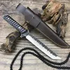 Японская катана из кованой стали с ручкой из черного дерева 58-60HRC Sharp Camping Hunting Knife Fixed Blade Collection Gift PU кожаные ножны