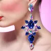 Серьги для гвоздики Super Flash Blue и AB Color Crystal Penden Ladies Свадебная вечеринка Bling Big Gem Jewelry Accessory