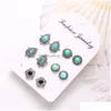 Stud 10 PCS/Set Women Fashion Vintage Flowers Geometrische Ronde Gem Stud -oorbellen Set