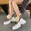 Boots Meotina Genuine Leather Platform High Heel Short Women Fur Snow Shoes Lace Up Thick Heels Ankle Winter Black 221205