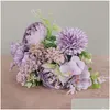 Couronnes de fleurs décoratives Fleurs artificielles Vintage Soie Rose Bouquet Mariée Tenant Faux Accueil Décoration De Mariage Accessoires 556 Dhcel