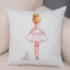 Schattige cartoon kinderen kussensloop voor bank Home Soft Plush Pillowcase Noordse stijl Decor Pink Ballet Girl Cushion Cover