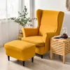 Housses de chaise couleur unie couverture d'aile Stretch Spandex fauteuil Europe amovible Relax housses de canapé avec coussin de siège 221205