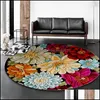 Carpets 3D Flowers Printed Round Carpet Soft Carpets For Living Room Antislip Rug Chair Floor Mat Home Decor 2200 V2 Drop Delivery G Dhkug