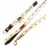 Luxury Brown Pet Collars Leather Popular Print Dog Leashes Fashion Pet Neck225E