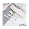 Autre vaisselle Mticolor Wheat St Portable Cutlery Knife Fork Spoon trois pi￨ces Voyage Anti Falls Activity Gift Set 1402 T2 Drop Dhuok