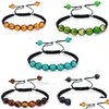 Perlen Yoga handgemachte 7 Chakra Charm Armbänder Tigerauge Perlen Geflecht Seil Armband Frauen Männer Drop Lieferung Schmuck Dhxyz