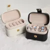 Small Portable Jewelry Storage Box PU Leather Travel Organizer Ring Earrings Mini Display Case Holder Gift Packaging