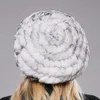 Berets Lovely Lady Beret Caps Knitted Real Rex Rabbit Fur Beanie Hat Women Winter Hats 100% Cap 221205