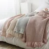 BlanketCotton Soft Bed Plaid Home 100 Japenese Knitted Blanket Corn Grain Waffle Embossed Summer Ruffles Warm Throw Bedspread 221203