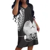 Casual Dresses T-Shirt Dress Short Sleeve V-Neck Plus Size Spring And Fall Women's Clothing Papua Guinea Pattern Design Print