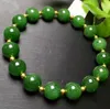 Link Bracelets Natural 10mm Green Jade Jadeite Round Gems Beads Elastic Bangle Bracelet 7.5''