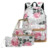 십대 소녀 학교 가방을위한 학교 배낭 가벼운 어린이 가방 어린이 여행 꽃 캔버스 배낭 책장 set248w