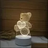 Party Favor Favor Walentynki Prezent dla dziewczyny 3D Night Light Love Heart Lampa USB Acryl Light