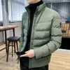 Men s Down Parkas Yellow Puffer Jacket Slim Fit Stand Collar Cotton Padded Jackets Autumn Winter Fashion Clothing Casual Coats Outwear 221205