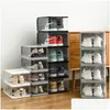 Aufbewahrungsboxen, Behälter, abnehmbar, transparent, verdickter Kunststoff, durchsichtig, Schuhkarton, stapelbar, Kombination, Schuhe, Behälter, Boxen, Organizer B Dhoya