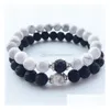 Bracelets en pierre naturelle perlée lave volcanique blanc Turquoise Bracelet amoureux perles faites à la main pour hommes femmes livraison directe bijoux Dhh4E