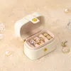 Małe przenośne pudełko na przechowywanie biżuterii PU skórzana organizator pierścienia kolczyki mini wyświetlacz obudowy opakowanie prezentowe