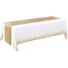 Nappe jetable en plastique, 54x108 pouces, couverture de fête, 12x108 pouces, chemin en Satin, pour mariage, Banquet, anniversaire