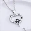 Collane con ciondolo Hollow Pet Paw Print Collane Simpatico animale Cane Gatto Memoriale Gioielli Amante Cucciolo Cuore Fascino Collana smalto nero Dhew1