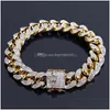 Chain 14Mm 7 Inch 8 Cuban Bracelet Hip Hop Jewelry Gold Thick Heavy Top Fashion Men Iced Out Cz Link Chain Drop Delivery Bracelets Dhtqj